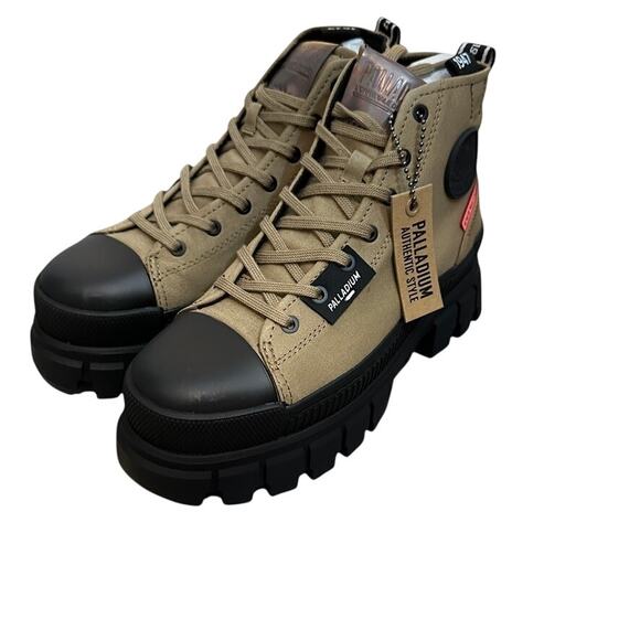 Palladium Revolt Hi TX Women’s Boots Olive Green Size 7 Lug Sole Canvas High Top - Picture 2 of 7